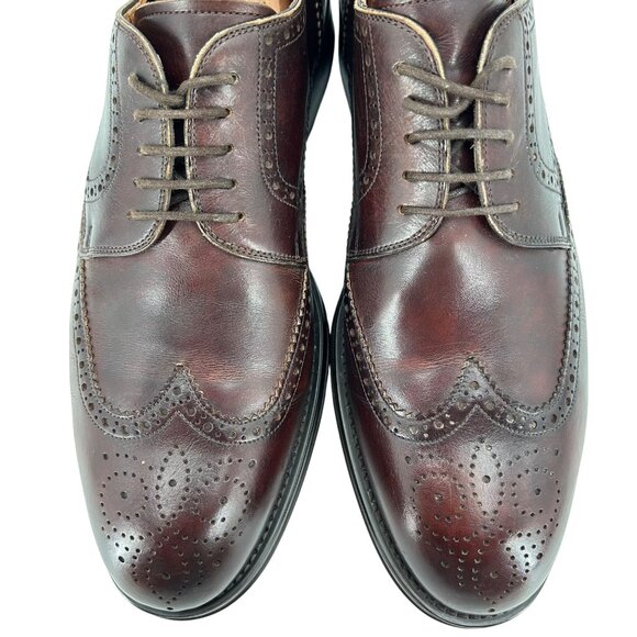 Magnanni for Ingledews Mens 10M Burgundy Brown Leather Dress Shoe Wingtip Oxford - Picture 10 of 11